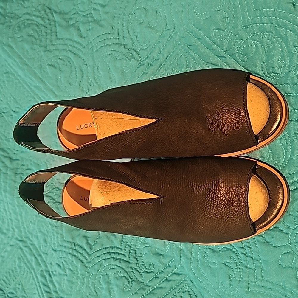 Lucky Brand  black heeled sandals. Worn once. 7.5/38.